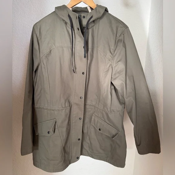 BETABRAND Women’s Morning Mess Chino Twill Green Utility Jacket Hooded - Size XL - Picture 1 of 15